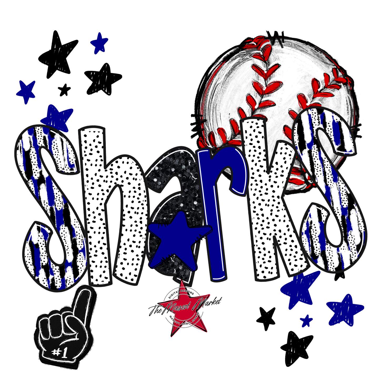 Sharks Baseball Scrape-Blue