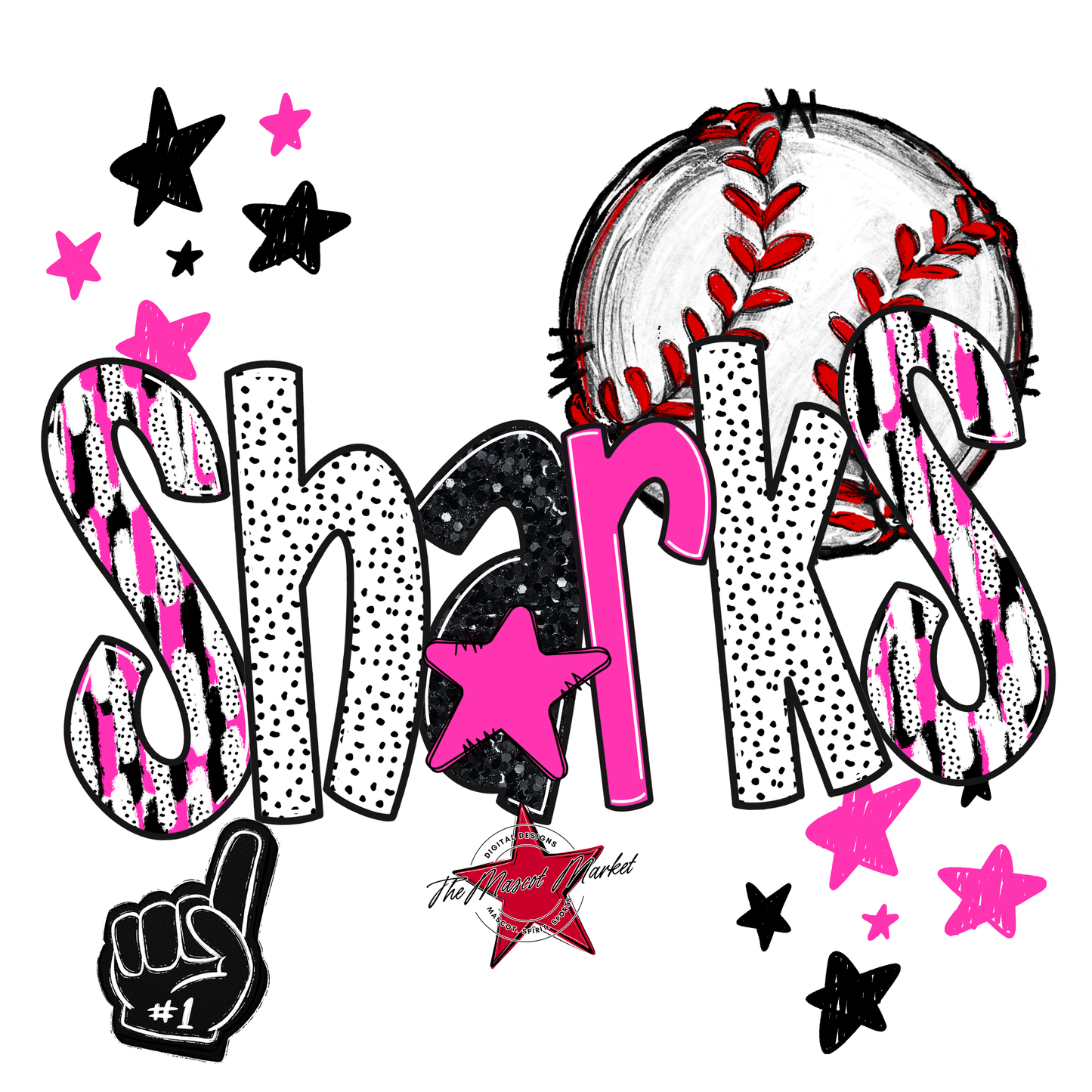 Sharks Baseball Scrape-Pink