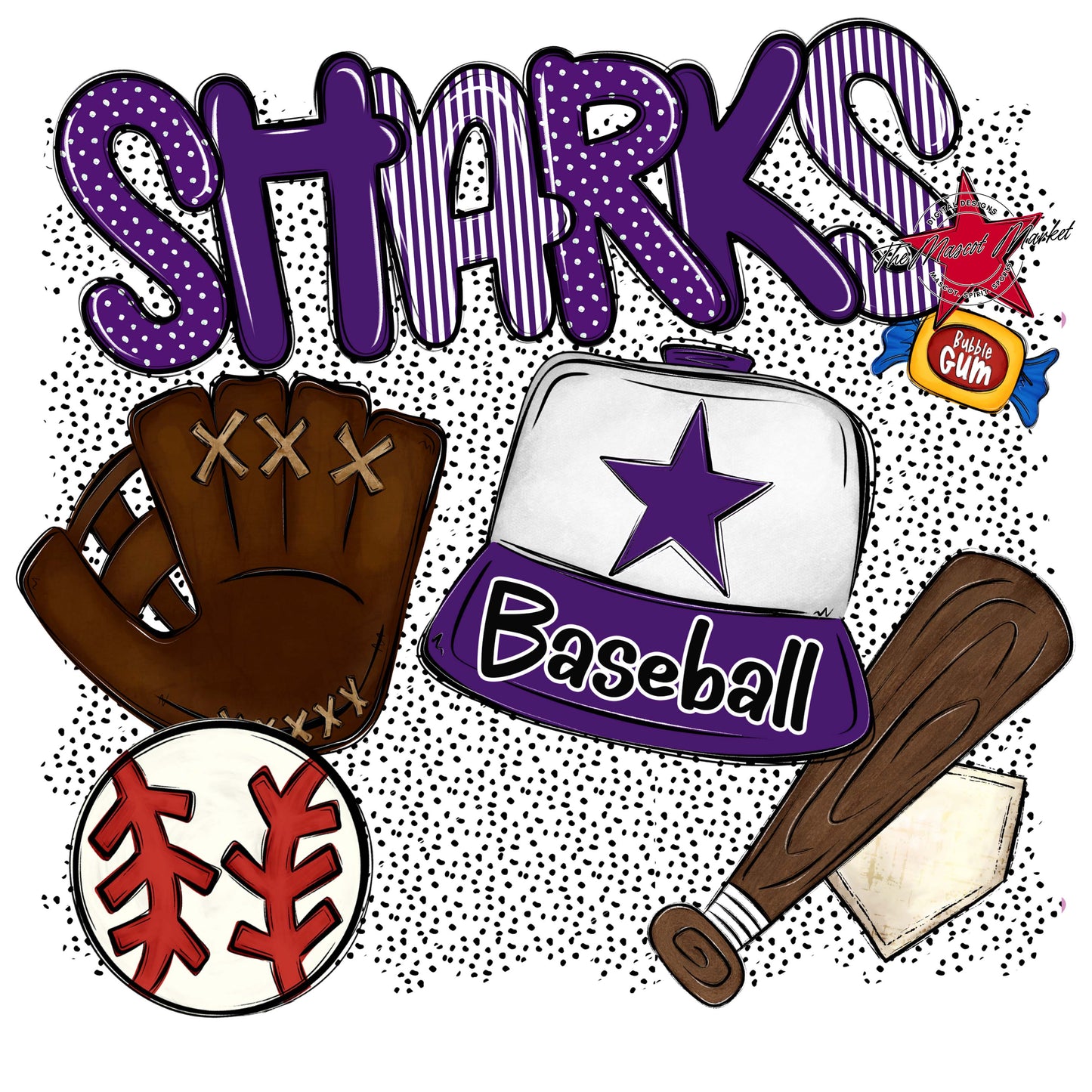 Sharks Baseball Spirit-Purple