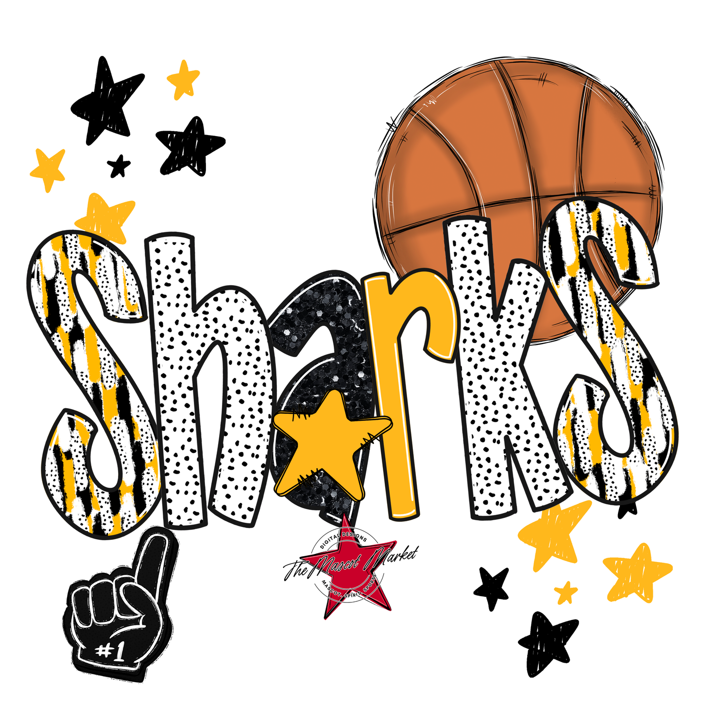 Sharks Basketball Scrape-Yellow