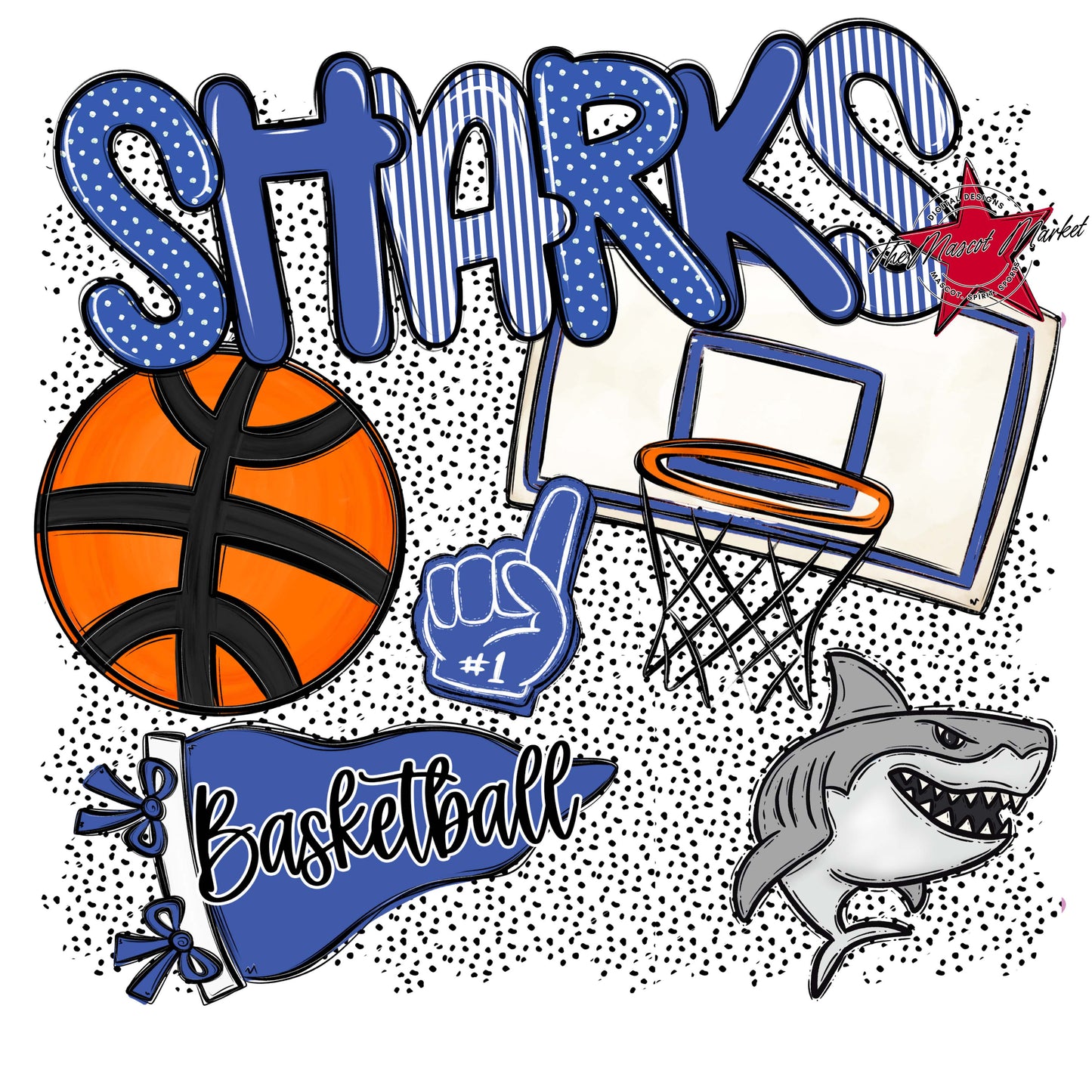 Sharks Basketball Spirit-Off Blue