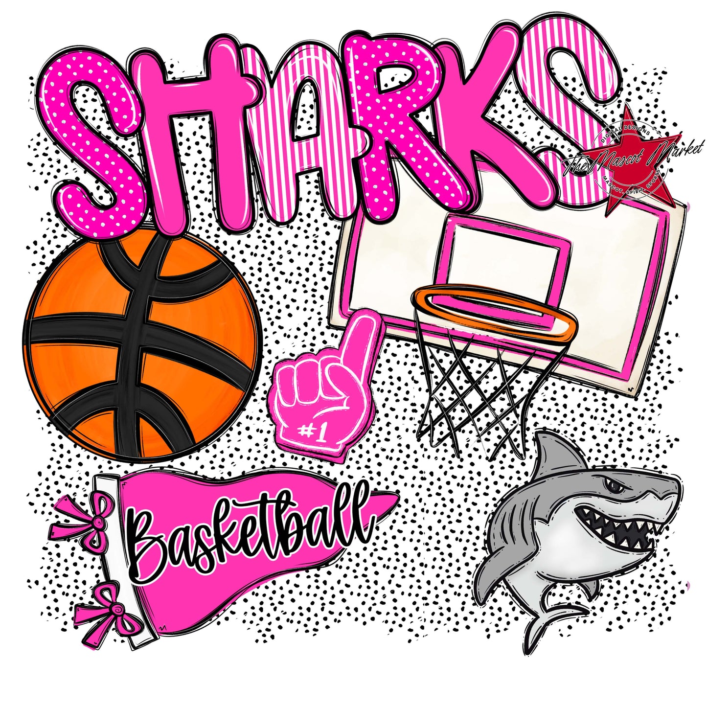 Sharks Basketball Spirit-Pink
