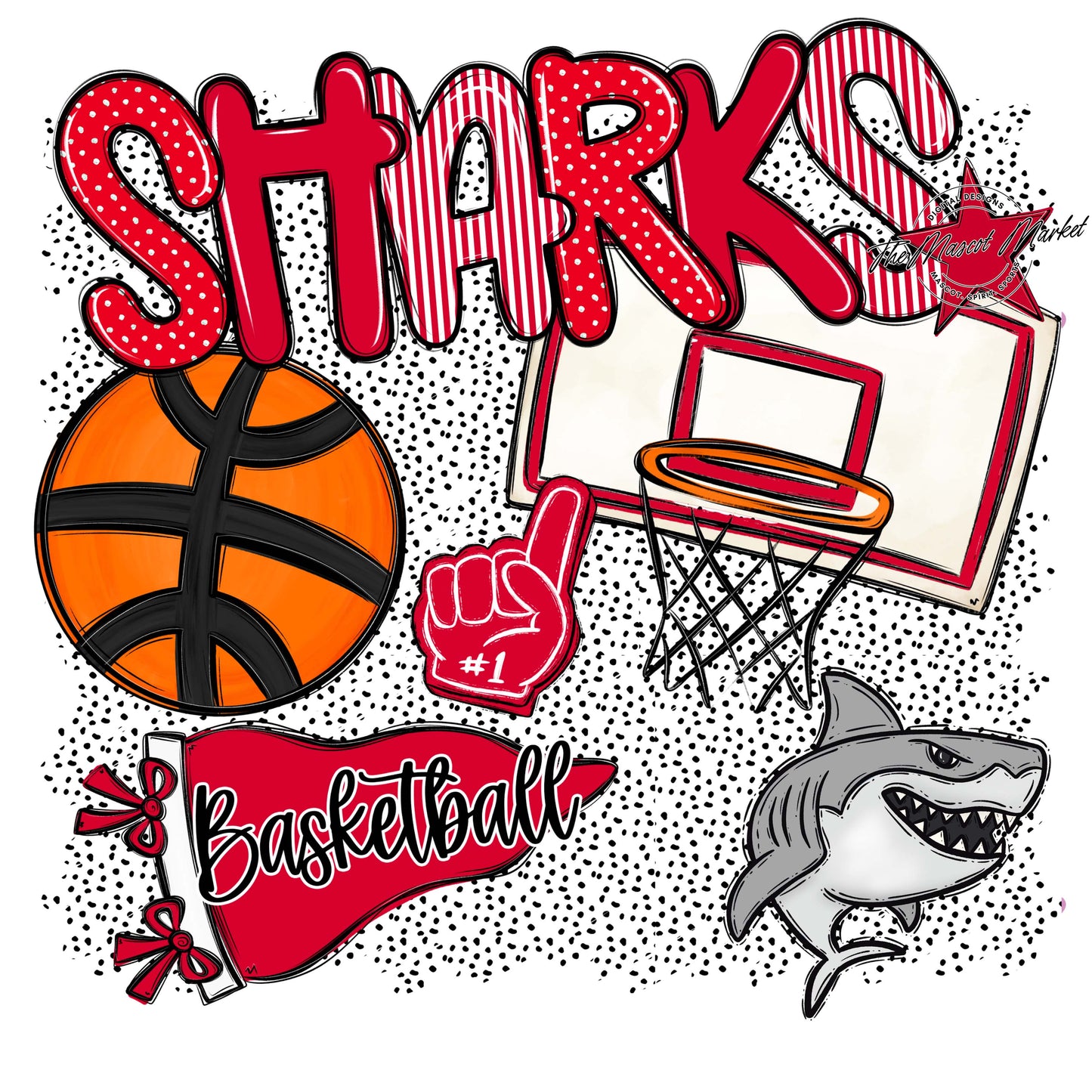 Sharks Basketball Spirit-Red