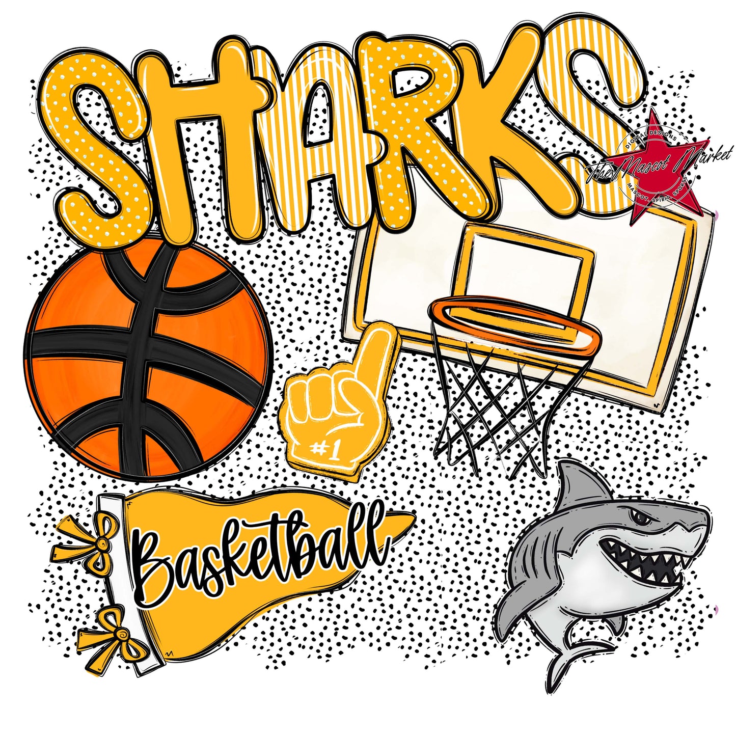 Sharks Basketball Spirit-Yellow