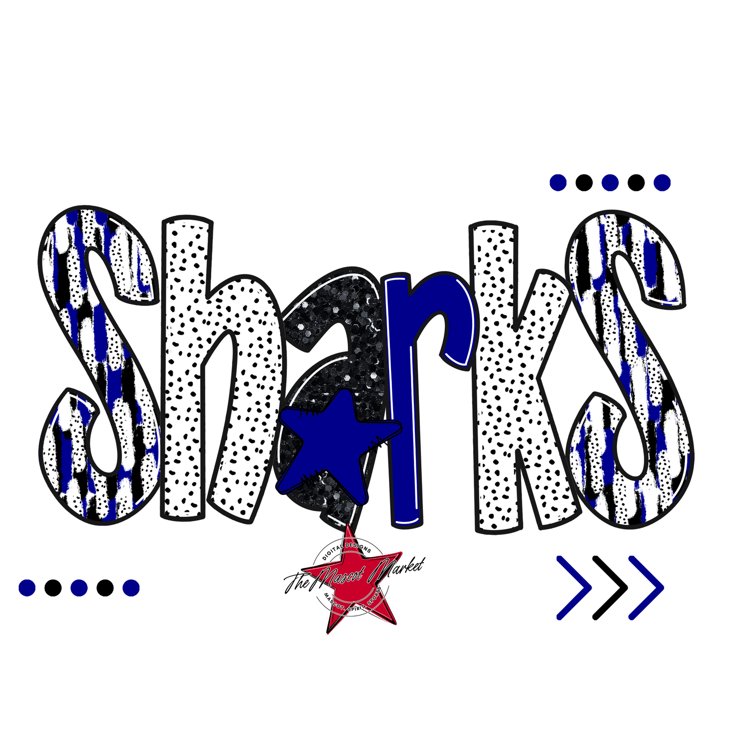 Sharks Brushstroke Alpha w Arrows-Blue