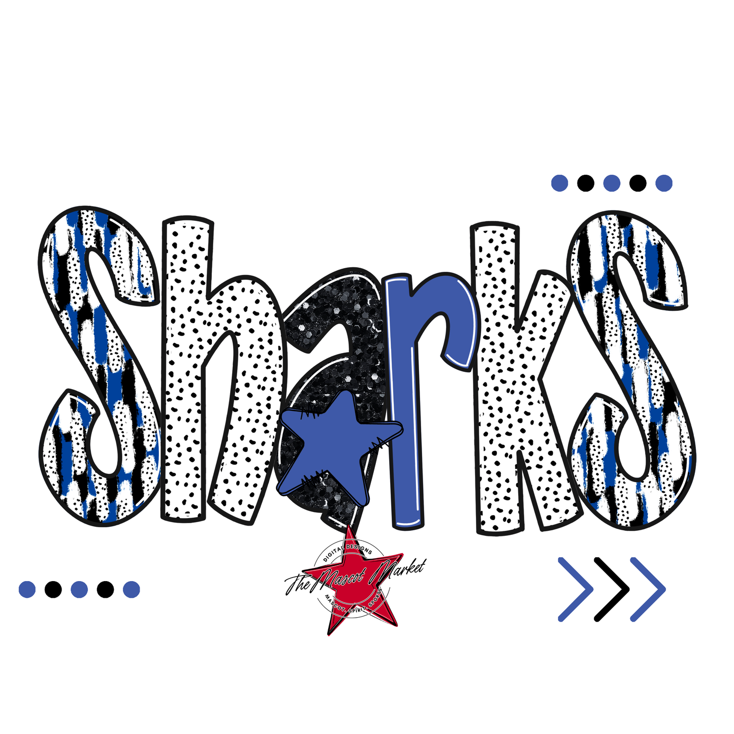 Sharks Brushstroke Alpha w Arrows-Off Blue