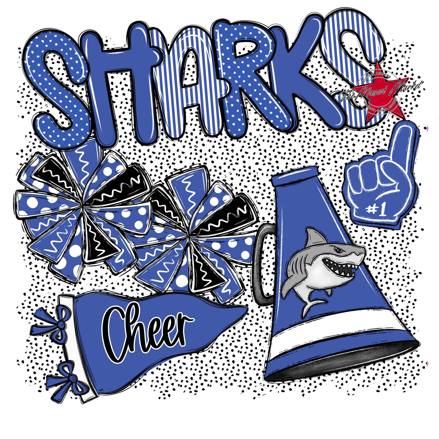 Sharks Cheer Spirit-Off Blue