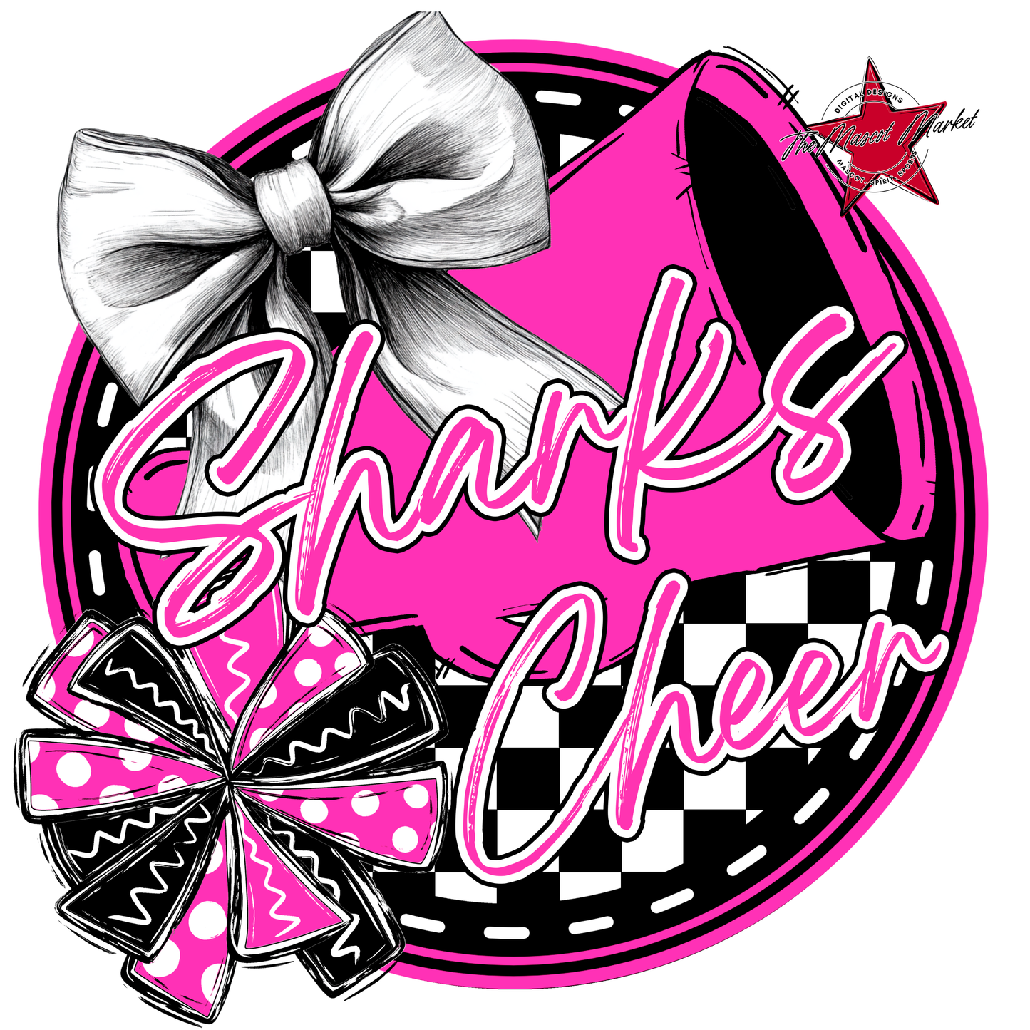 Sharks Circle Cheer Design-Pink