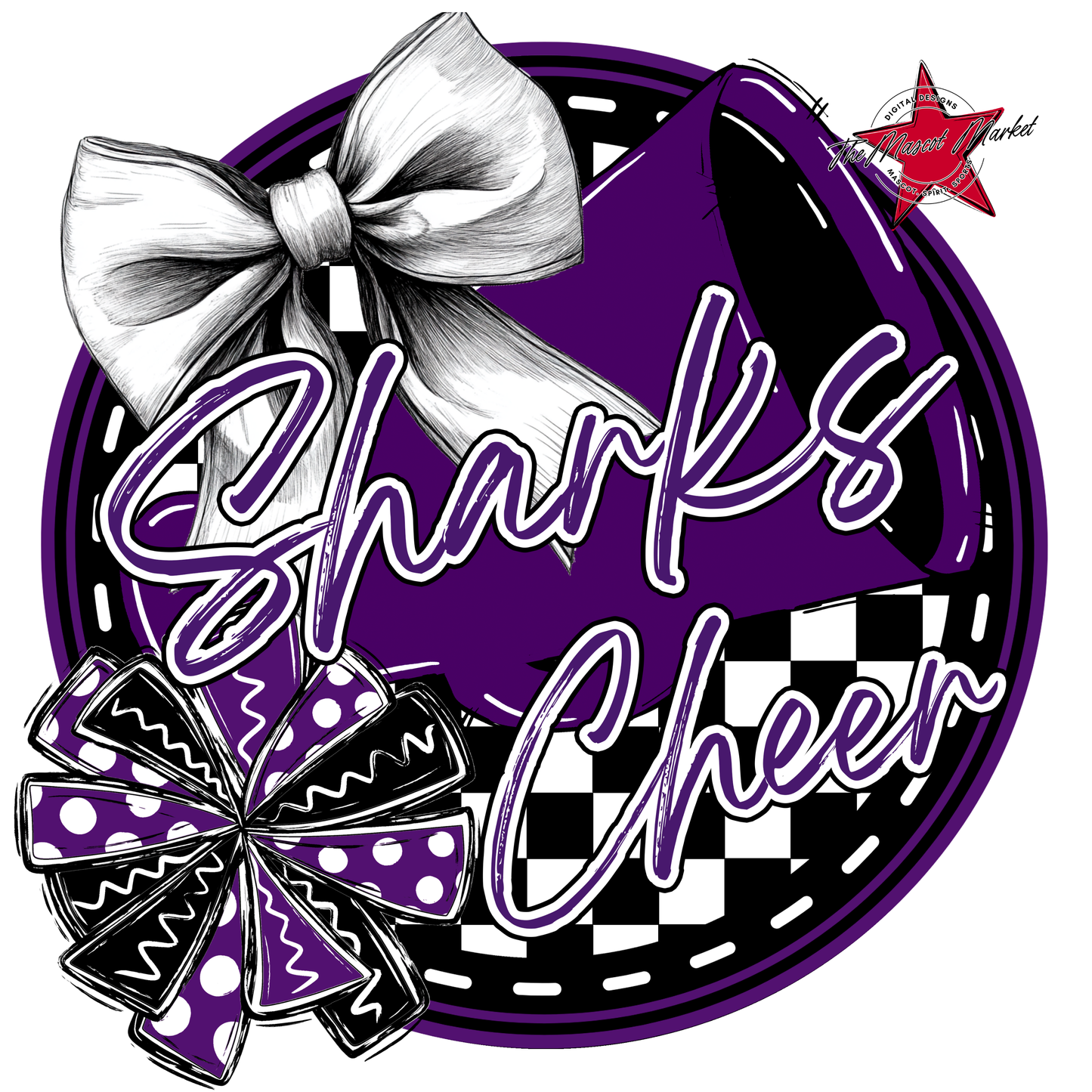 Sharks Circle Cheer Design-Purple