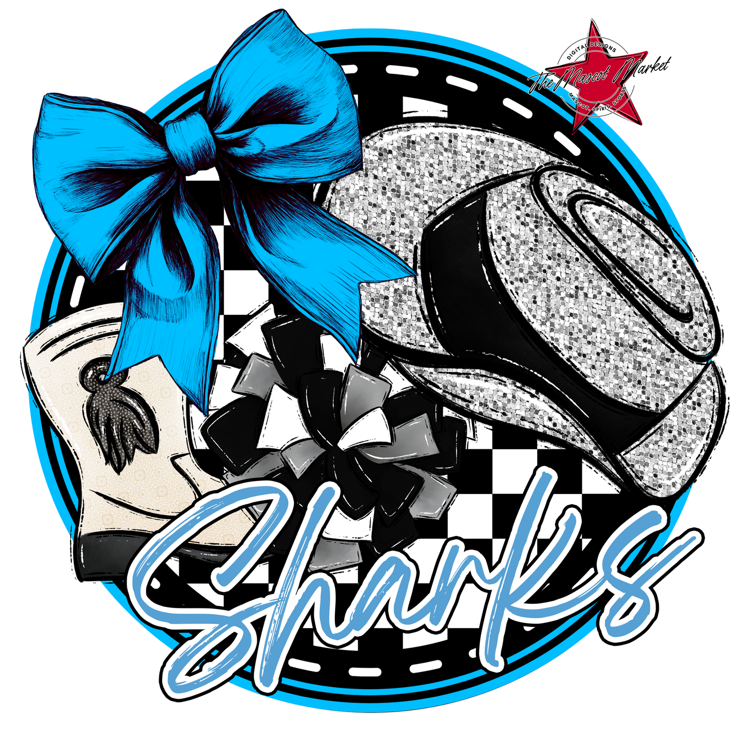 Sharks Circle Drillteam Design-Carolina Blue