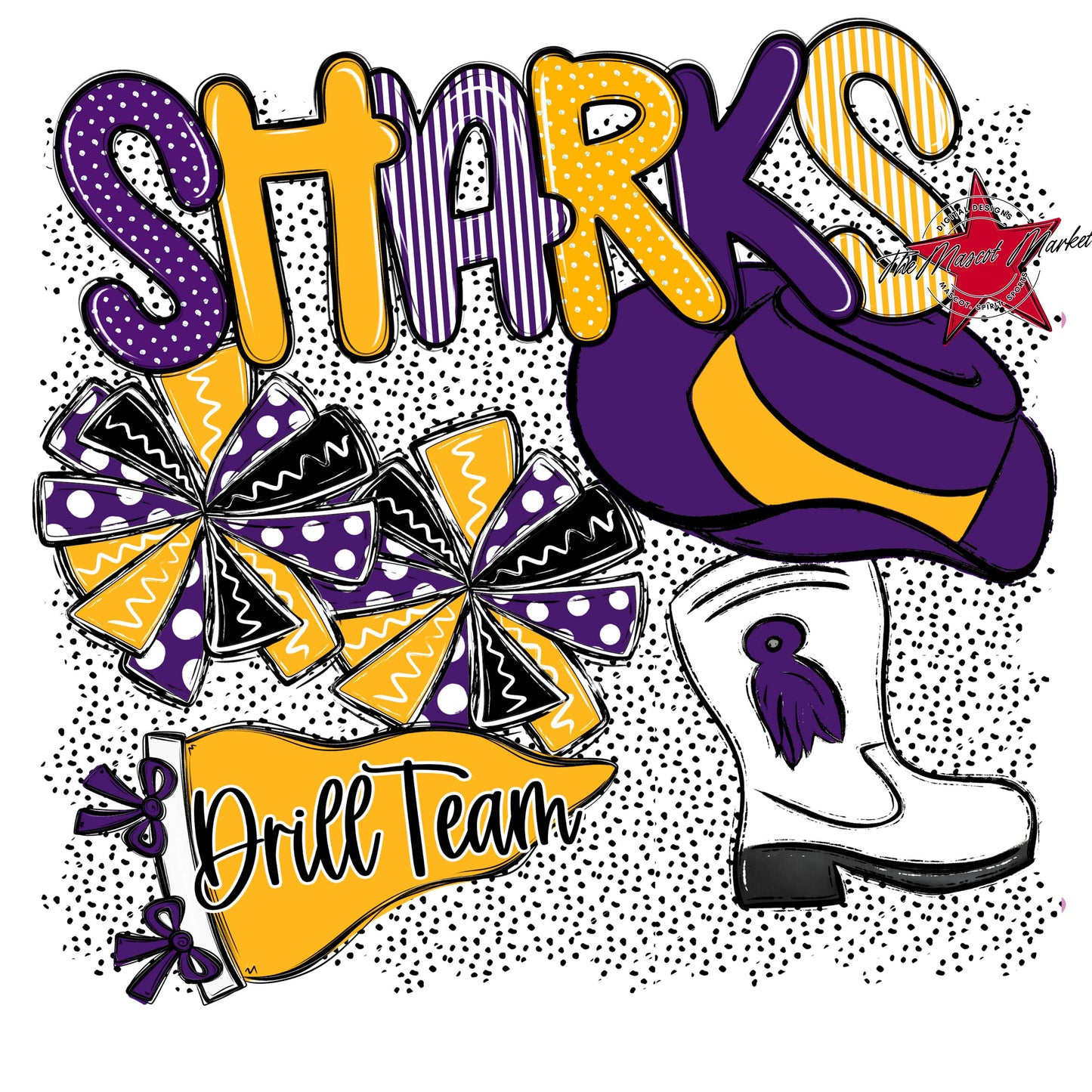 Sharks Drillteam Spirit-Purple & Yellow