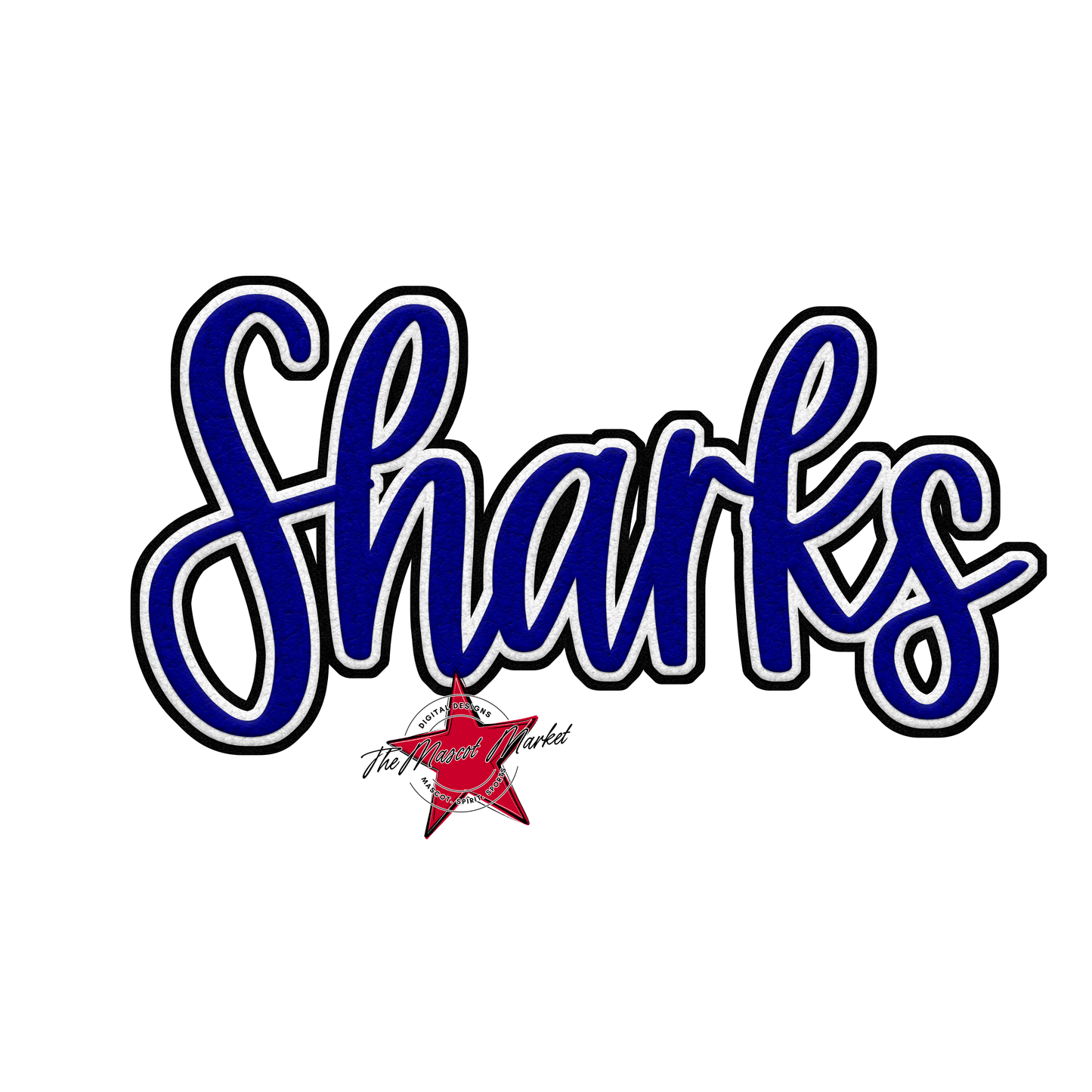Sharks Faux Chenille Patch-Blue