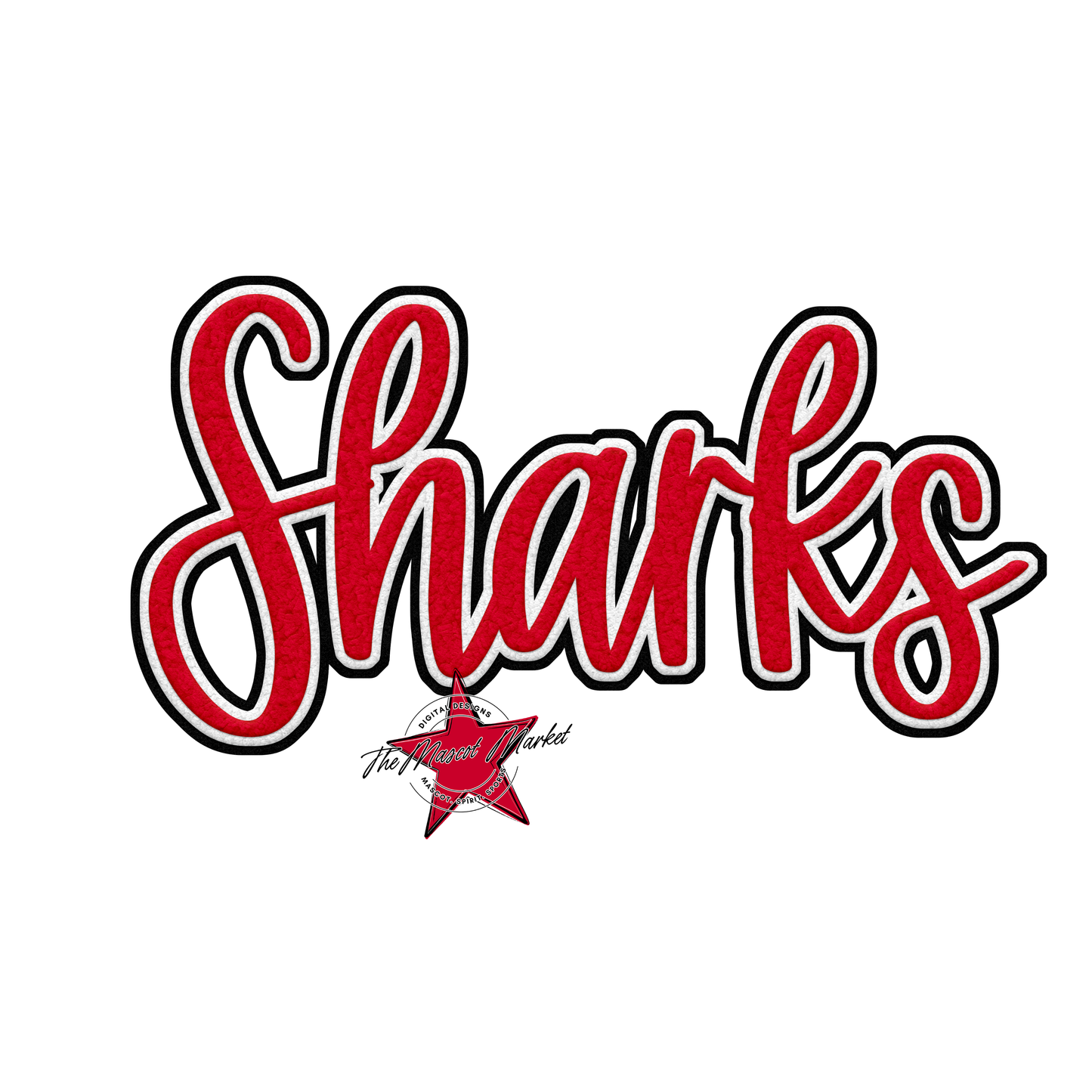 Sharks Faux Chenille Patch-Red