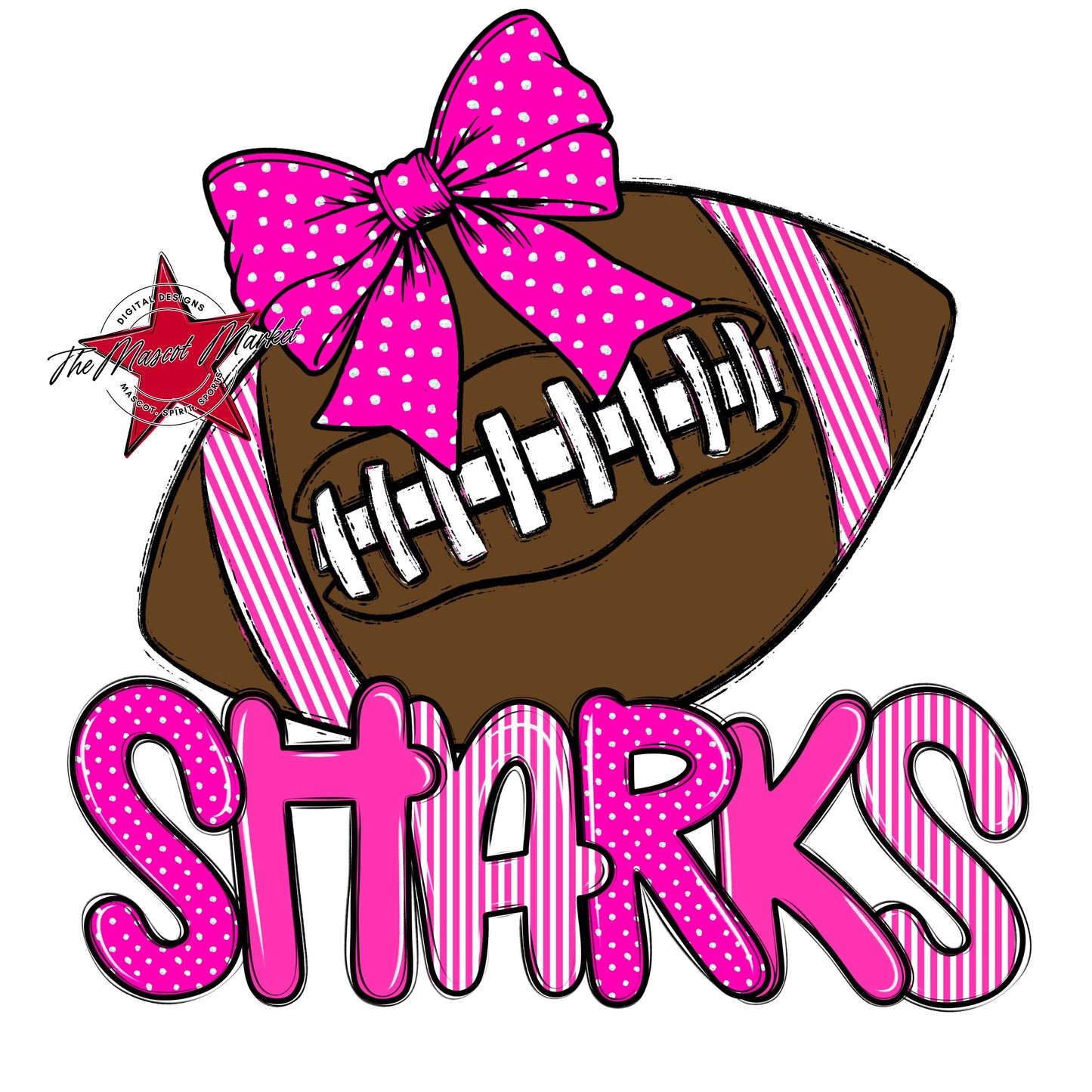 Sharks Football Spirit Design-Pink