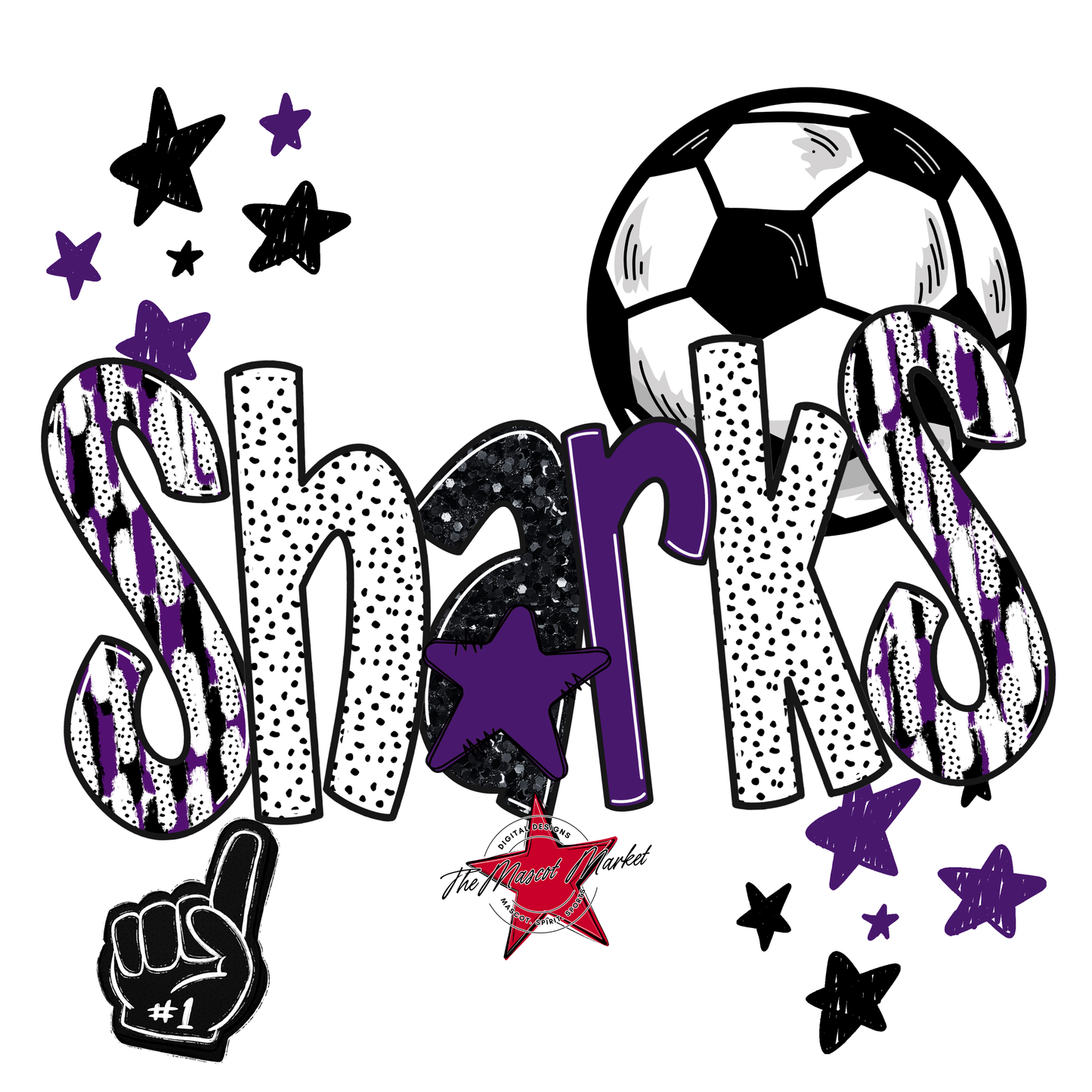 Sharks Soccer Scrape-Purple