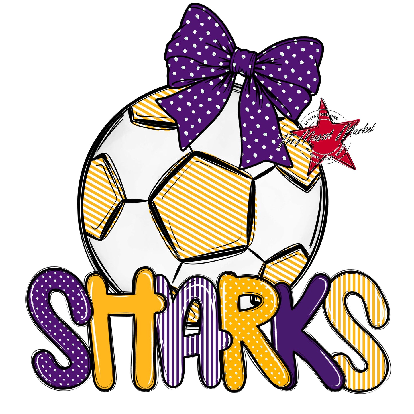 Sharks Soccer Spirit Design-Purple & Yellow