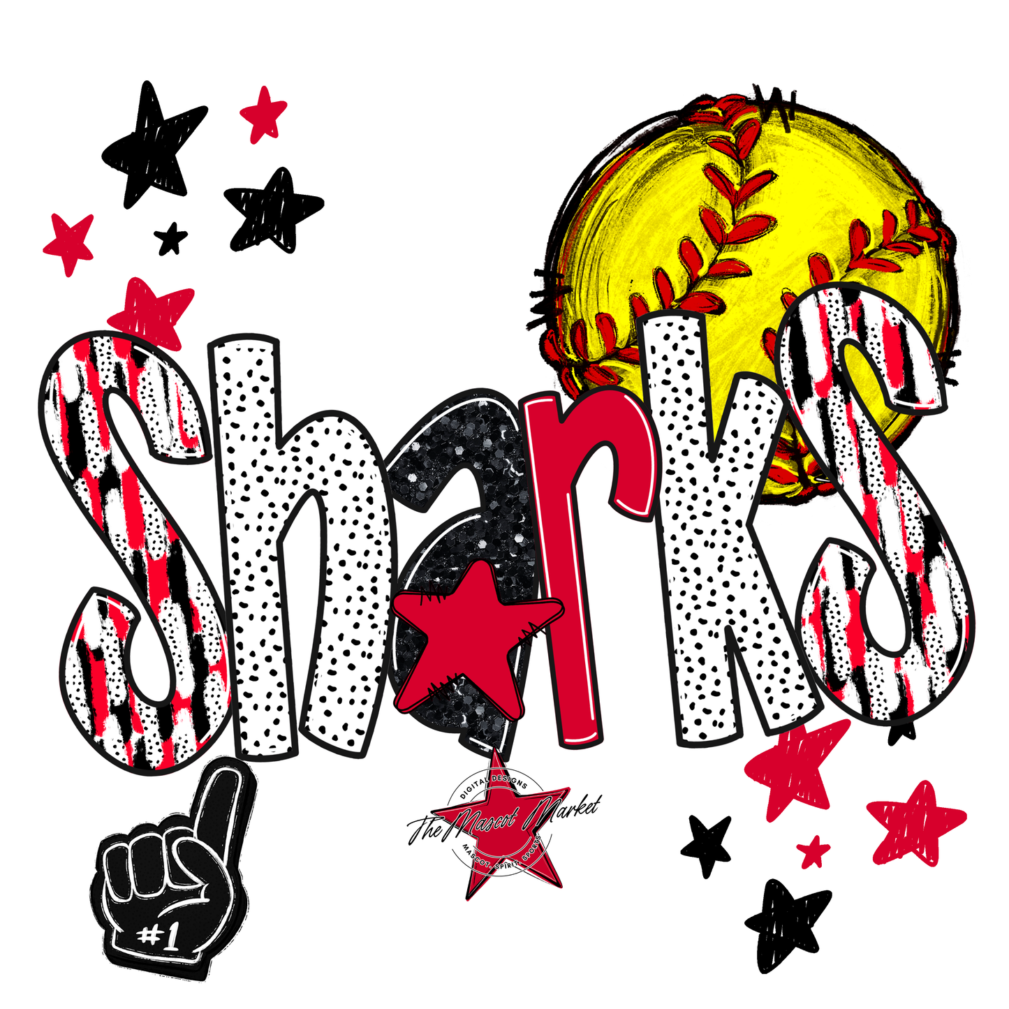 Sharks Softball Scrape-Red