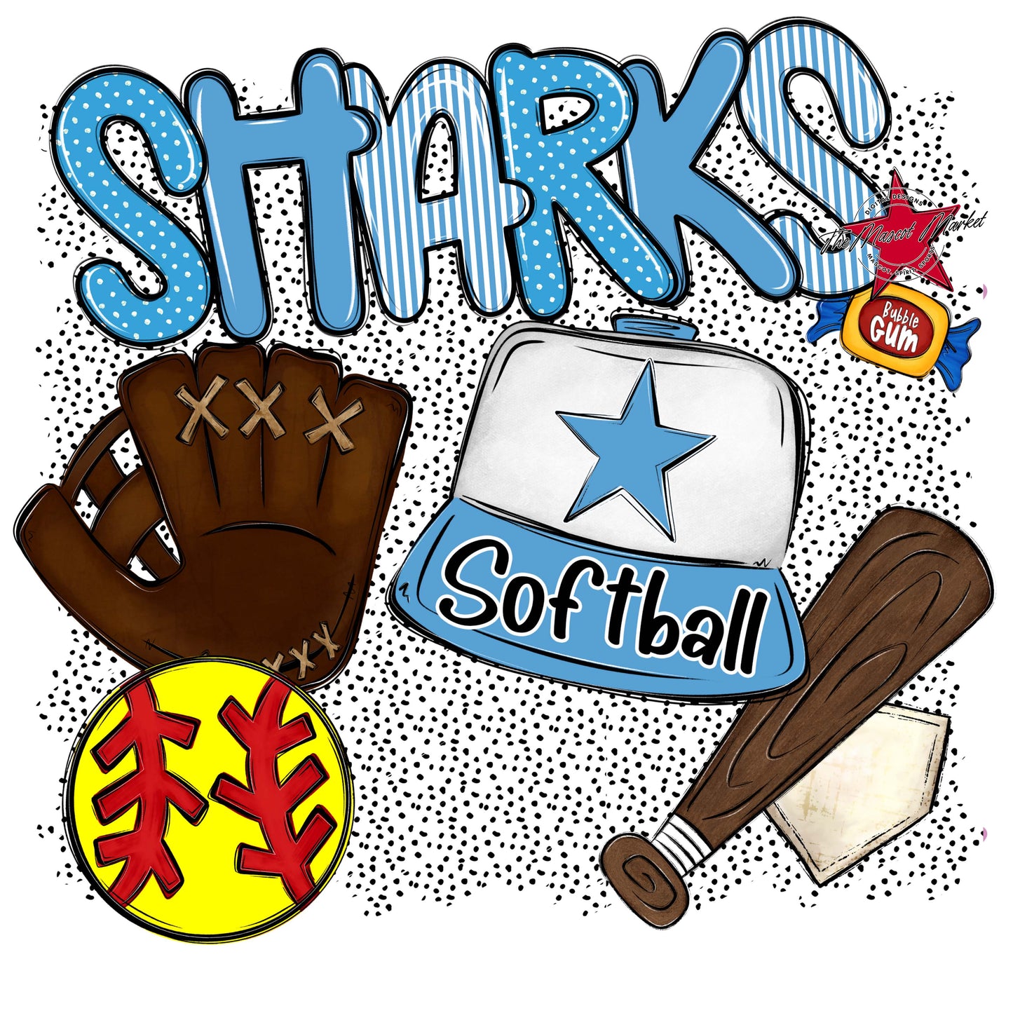 Sharks Softball Spirit-Carolina Blue