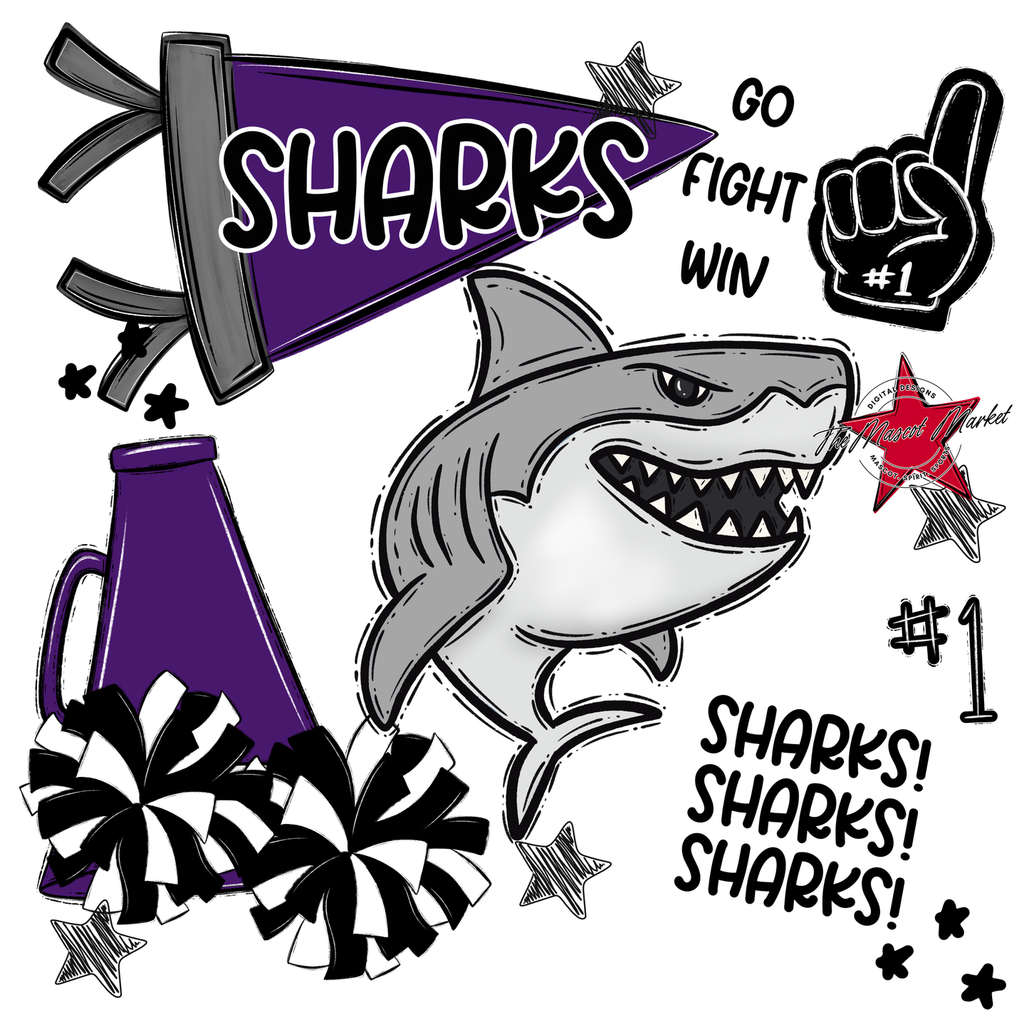 Sharks Spirit Design-Purple