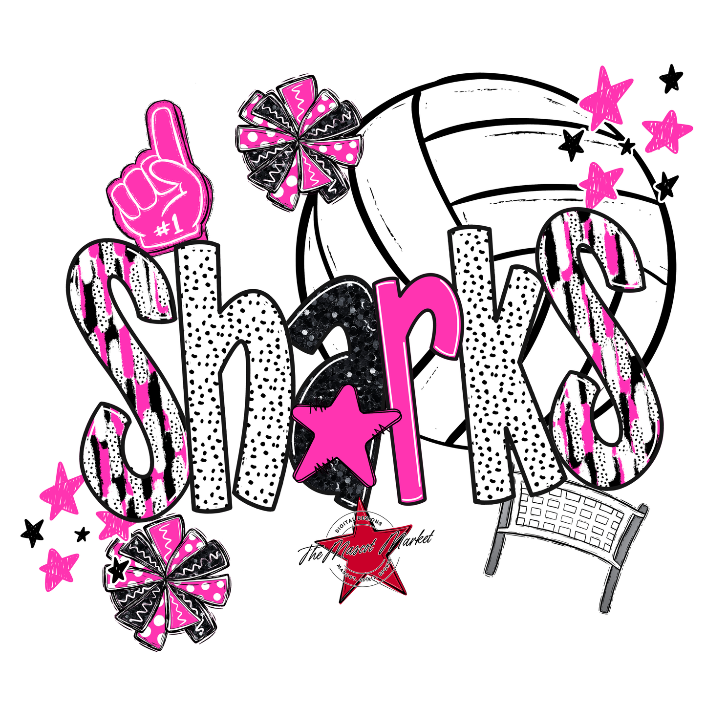 Sharks Volleyball Scrape-Pink