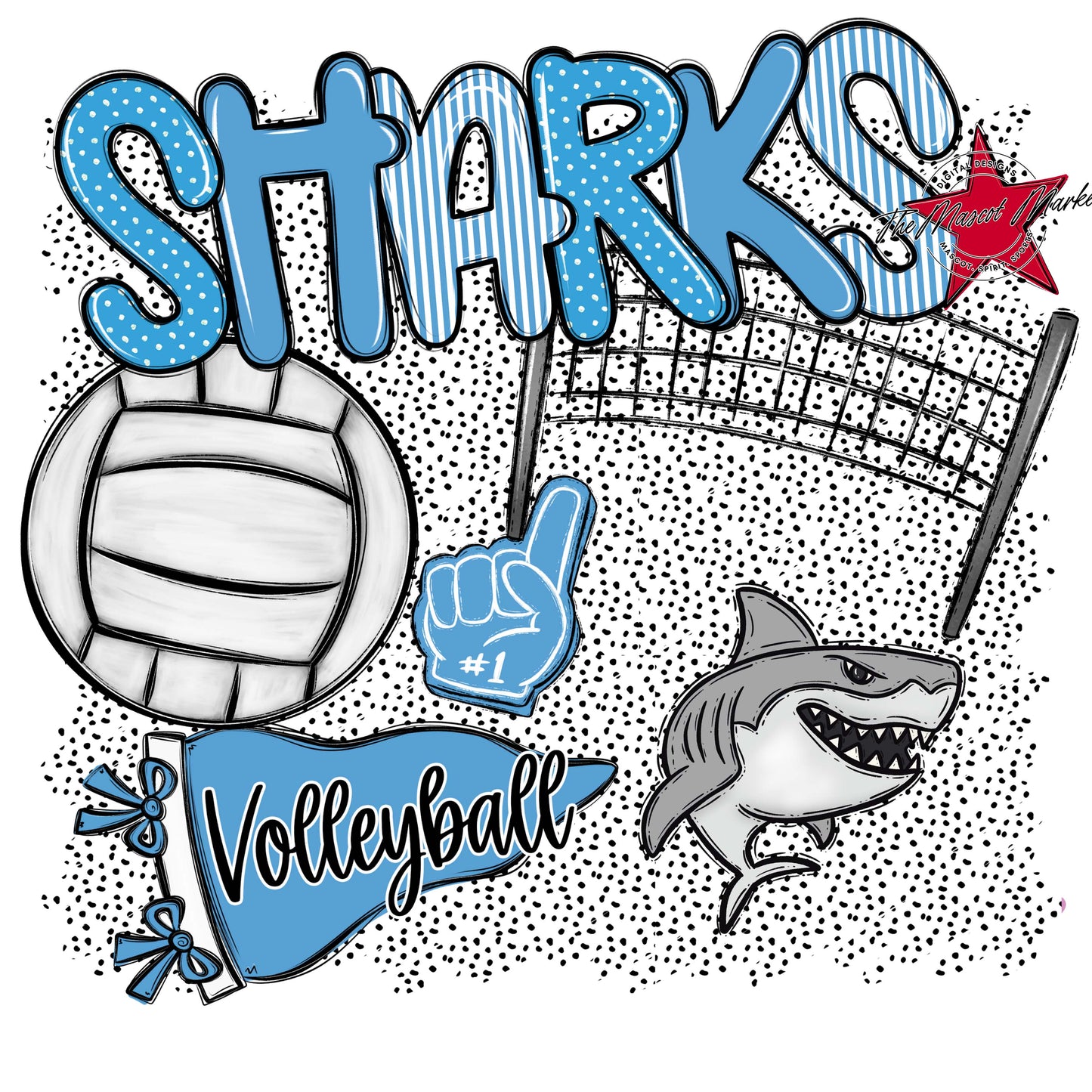 Sharks Volleyball Spirit-Carolina Blue