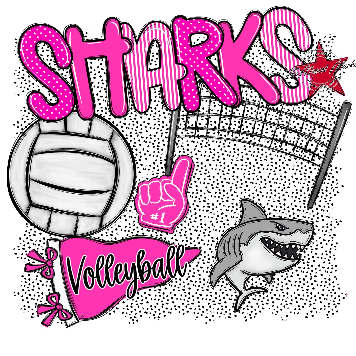 Sharks Volleyball Spirit-Pink