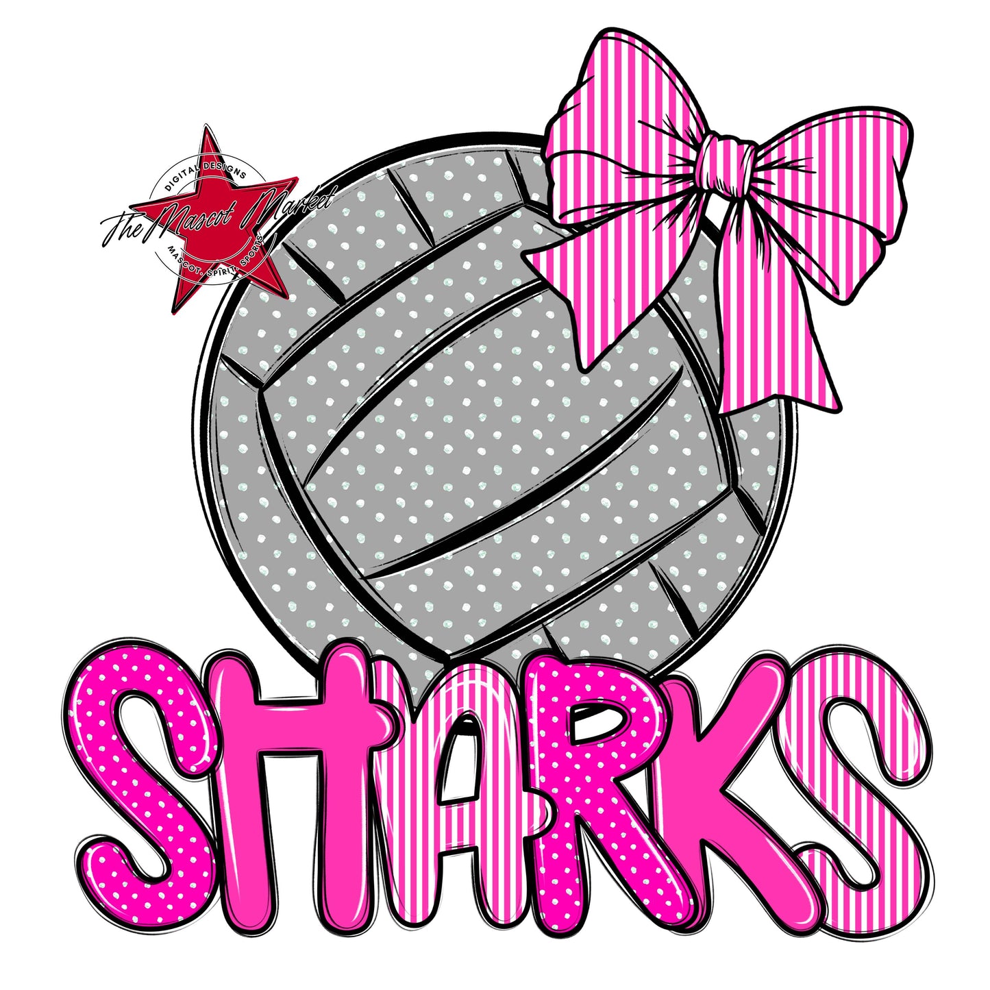 Sharks Volleyball Spirit Design-Pink