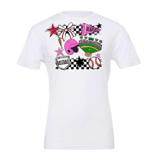 Bearcats Baseball Checkers Design-Baby Pink