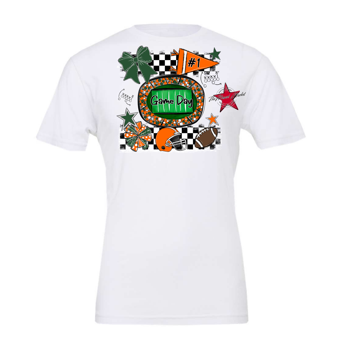 Game Day Checkers Spirit Design-Green-Orange