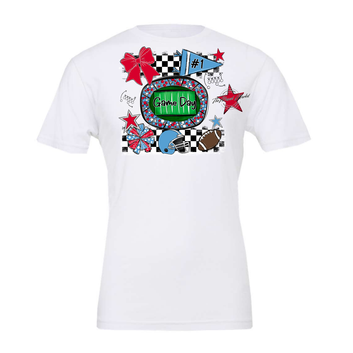 Game Day Checkers Spirit Design-Carolina Blue-Red