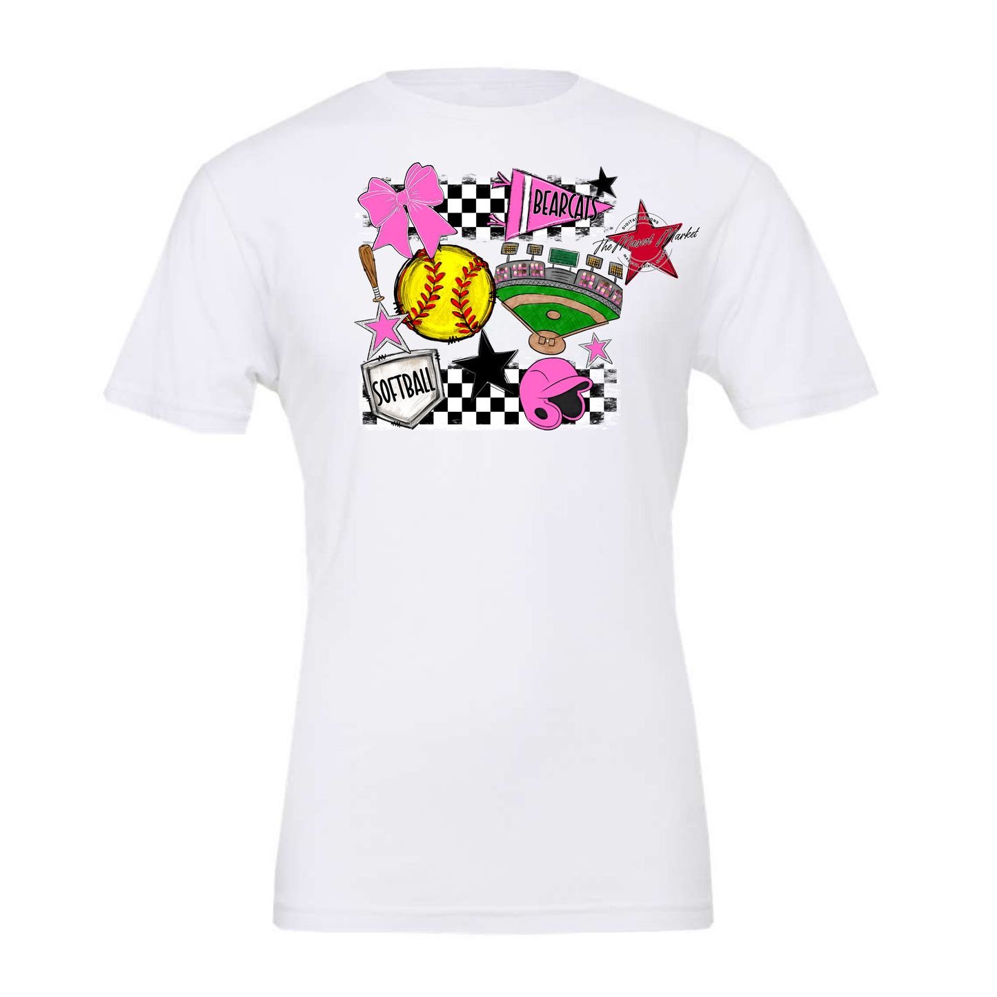 Bearcats Softball Checkers Design-Baby Pink