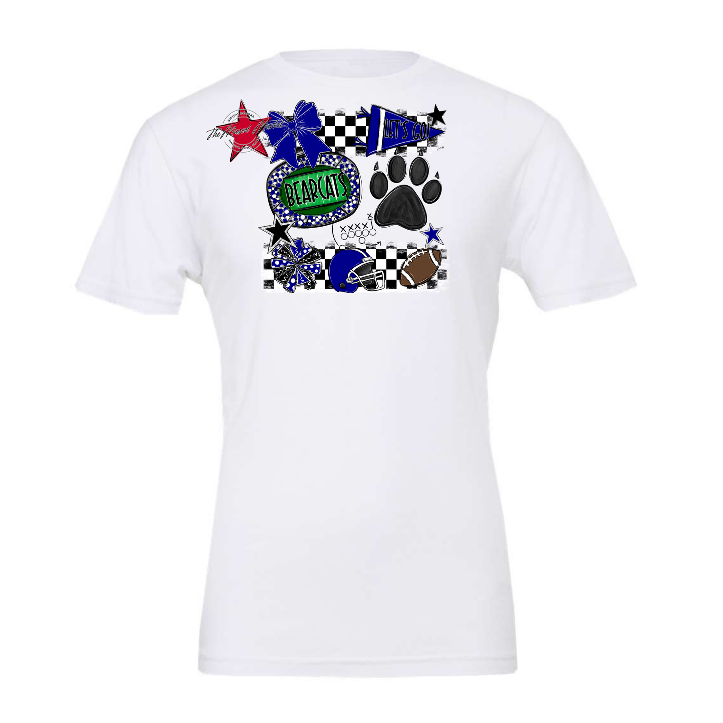 Bearcats Checkers Mascot Spirit Design-Blue