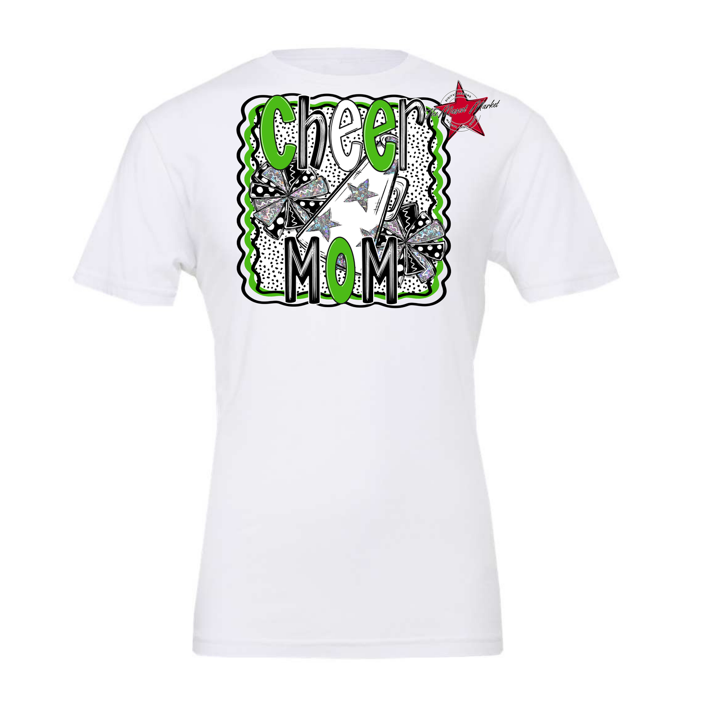 Cheer Mom Megaphone Dot Design-Bright Green