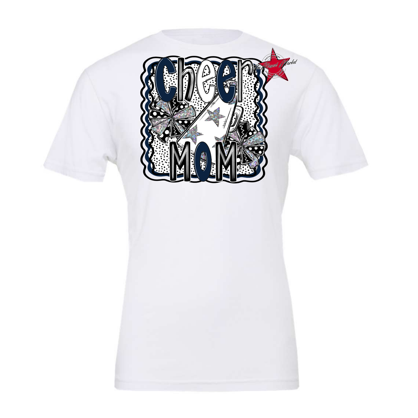 Cheer Mom Megaphone Dot Design-Navy