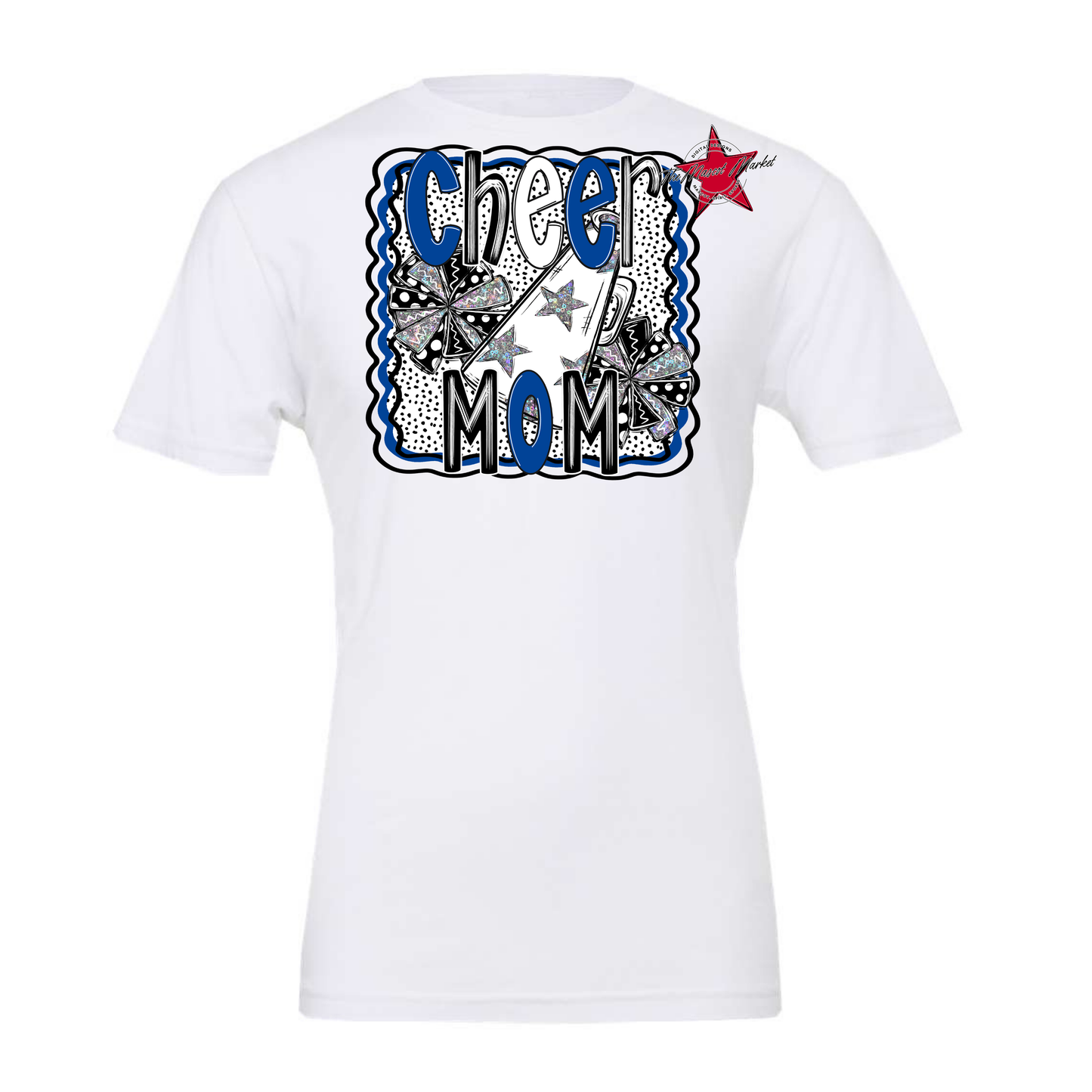 Cheer Mom Megaphone Dot Design-Off Blue