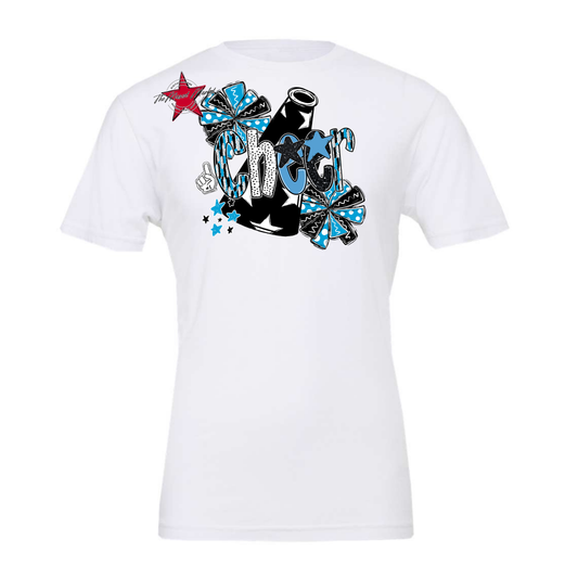 Cheer Megaphone Scrape Black-Carolina Blue