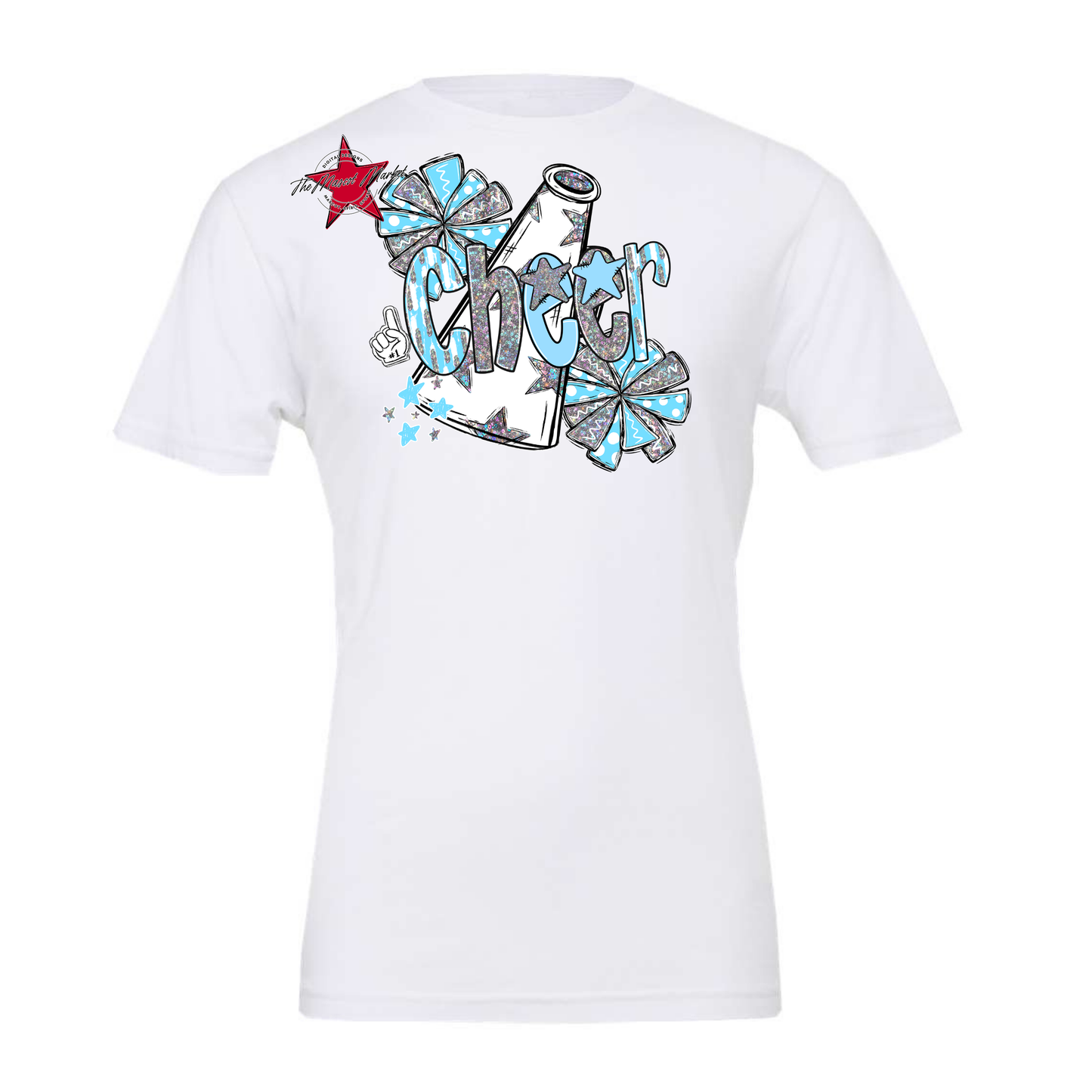 Cheer Megaphone Scrape Holigraphic-Columbia Blue