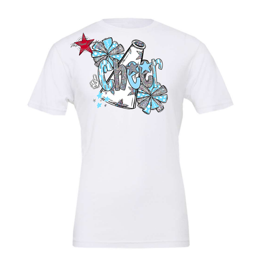Cheer Megaphone Scrape Holigraphic-Columbia Blue