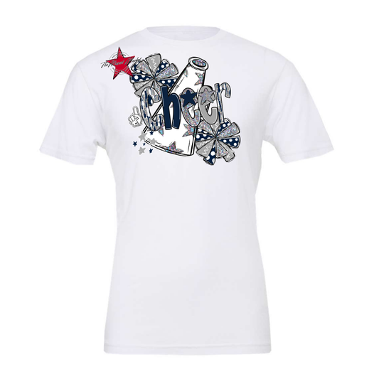 Cheer White Megaphone Scrape-Navy-Grey