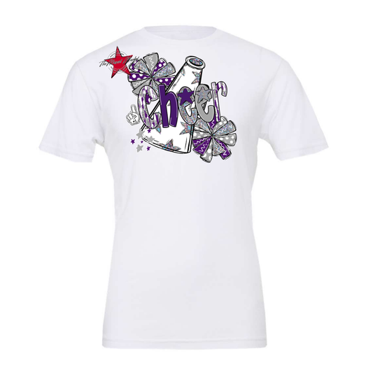 Cheer White Megaphone Scrape-Purple-Grey
