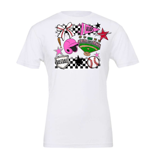 Bears Baseball Checkers Design-Baby Pink