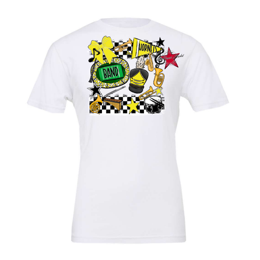 Hornets Checkers Band Spirit Design-Bright Yellow
