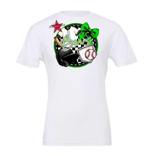 Bears Circle Baseball Design-Bright Green