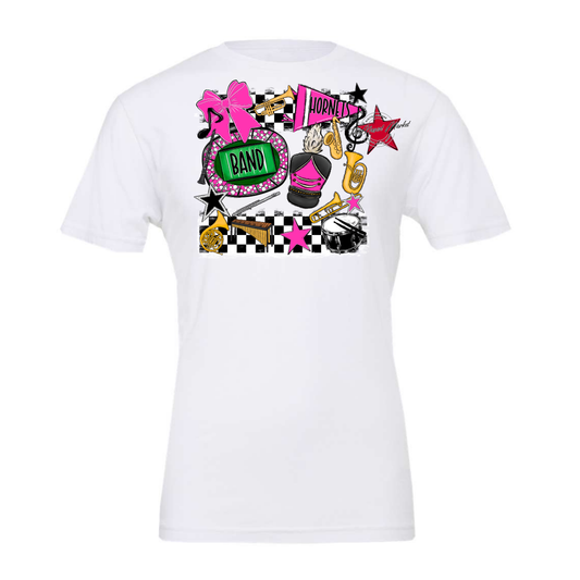 Hornets Checkers Band Spirit Design-Pink