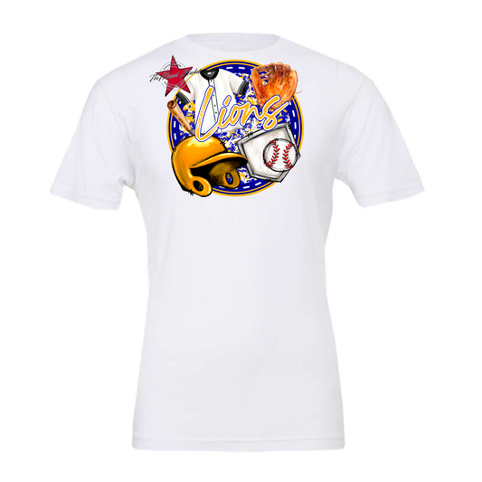 Lions Circle Baseball Design-Blue-Yellow
