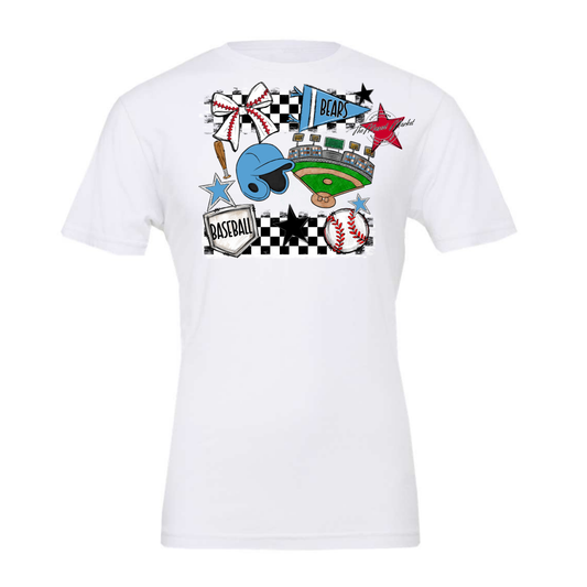 Bears Baseball Checkers Design-Carolina Blue