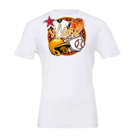 Lions Circle Baseball Design-Maroon-Yellow