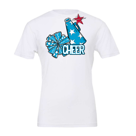 Cheer Doodle Megaphone Design-Carolina Blue