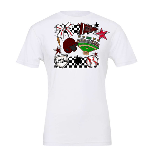 Bears Baseball Checkers Design-Maroon