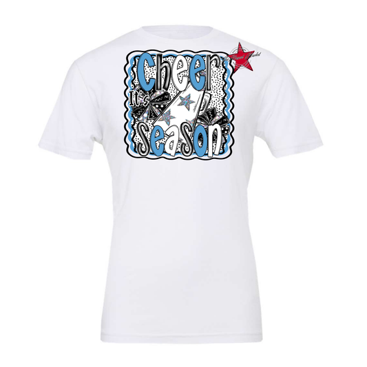 It's Cheer Season Dot Design-Carolina Blue